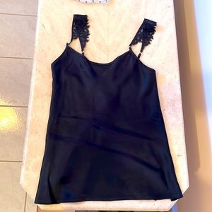 Intimissimi 100% mulberry silk black camisole lace straps size S